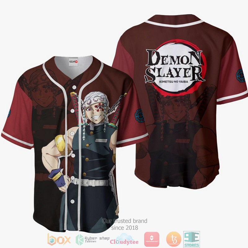 Tengen Uzui Demon Slayer Red Baseball Jersey Shirt Tengen Uzui Demon Slayer Red Baseball Jersey Shirt