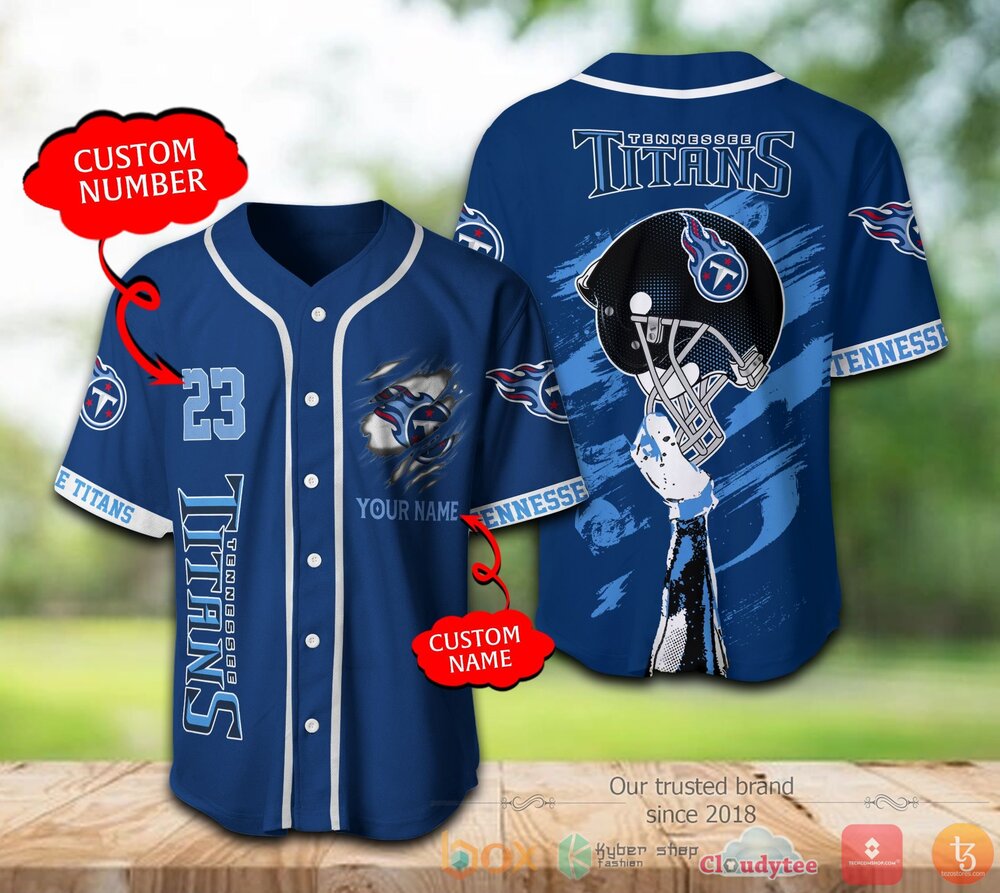 Tennessee Titans Nfl Personalized Blue Baseball Jersey Shirt Tennessee Titans Nfl Personalized Blue Baseball Jersey Shirt