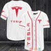 Tesla White Baseball Jersey