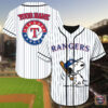 Texas Rangers Snoopy Custom Name Baseball Jersey