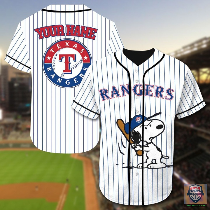 Texas Rangers Snoopy Custom Name Baseball Jersey Texas Rangers Snoopy Custom Name Baseball Jersey