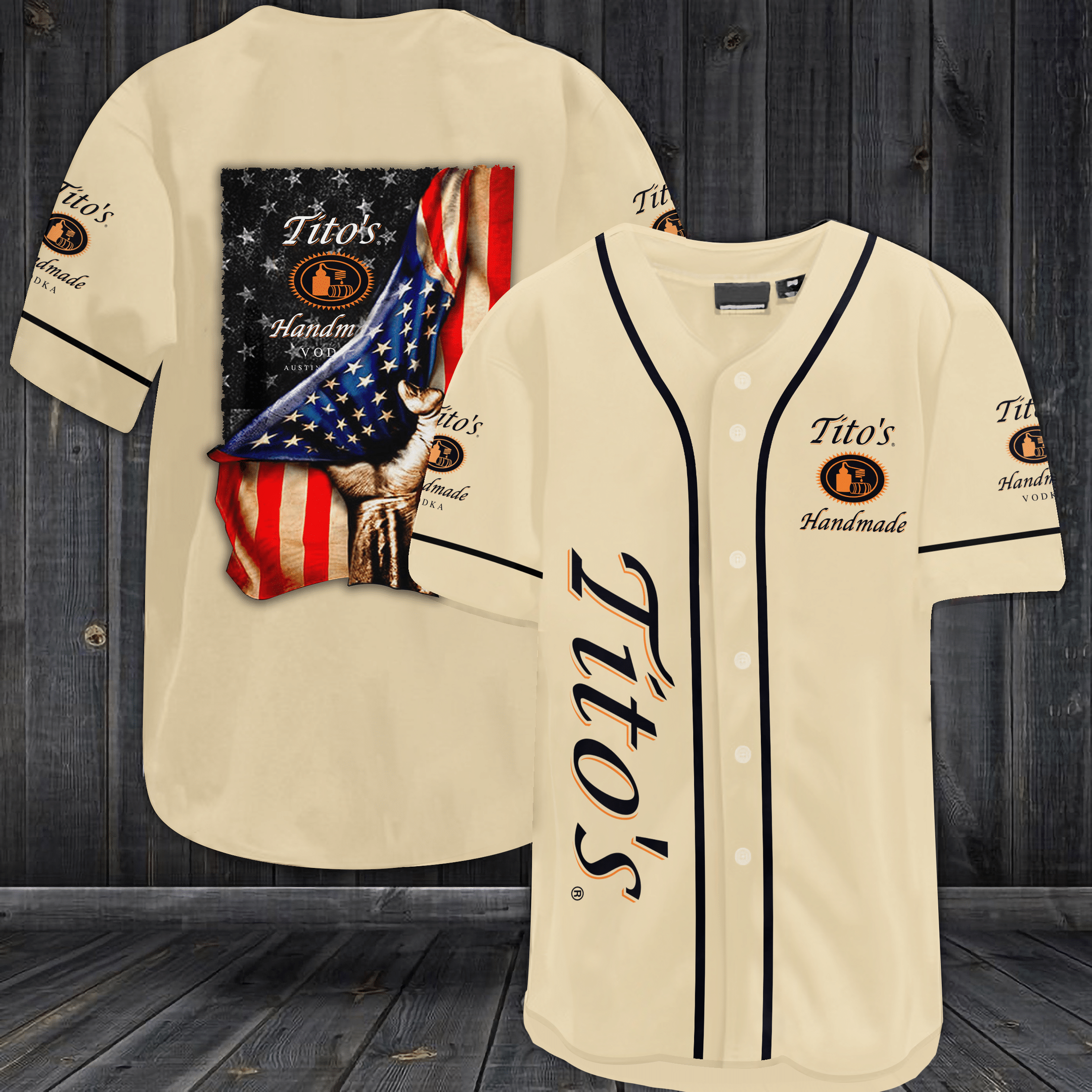 Tito’S Vodka American Flag Baseball Jersey Tito’S Vodka American Flag Baseball Jersey