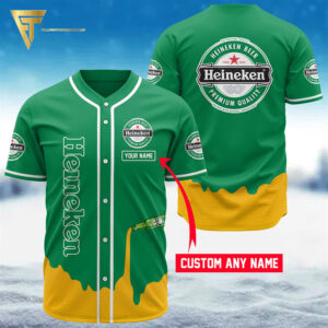 [Top-Selling] Custom Name Heineken Beer Full Printing Baseball Jersey Shirt