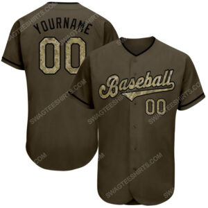 [Top-Selling] Custom Name Olive Camo-Black Baseball Jersey