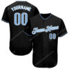 [Top-Selling] Custom Team Name Black Light Blue-White Full Printed Baseball Jersey