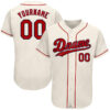 [Top-Selling] Custom Team Name Cream Strip Red-Navy Full Printed Baseball Jersey