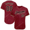 [Top-Selling] Custom Team Name Crimson Cream Strip Black-Khaki Baseball Jersey- Maria