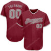 [Top-Selling] Custom Team Name Crimson Strip Gray-White Full Printed Baseball Jersey