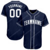 [Top-Selling] Custom Team Name Navy Strip White Full Printed Baseball Jersey