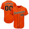 [Top-Selling] Custom Team Name Orange Strip Black Full Printed Baseball Jersey- Maria