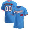 [Top-Selling] Custom Team Name Powder Blue White-Red American Flag Baseball Jersey