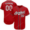 [Top-Selling] Custom Team Name Red Strip White-Black Full Printed Baseball Jersey- Maria