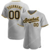 [Top-Selling] Custom Team Name Sport Grey Strip Black-Gold Full Printed Baseball Jersey