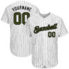 [Top-Selling] Custom Team Name White Black Strip Olive-Black Memorial Day Baseball Jersey- Maria