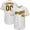 [Top-Selling] Custom Team Name White Brown Strip Brown-Gold Full Printed Baseball Jersey- Maria