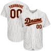 [Top-Selling] Custom Team Name White Brown Strip Brown-Orange Baseball Jersey- Maria