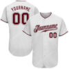 [Top-Selling] Custom Team Name White Crimson-Gray Full Printed Baseball Jersey