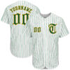 [Top-Selling] Custom Team Name White Kelly Green Strip Kelly Green-Gold Baseball Jersey- Maria