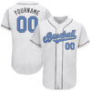[Top-Selling] Custom Team Name White Light Blue-Dark Gray Father’S Day Baseball Jersey