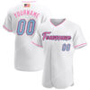 [Top-Selling] Custom Team Name White Light Blue-Pink American Flag Baseball Jersey- Maria