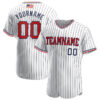 [Top-Selling] Custom Team Name White Navy Strip Red-Navy American Flag Baseball Jersey- Maria