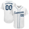 [Top-Selling] Custom Team Name White Strip Navy Full Printed Baseball Jersey- Maria