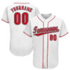 [Top-Selling] Custom Team Name White Strip Red Full Printed Baseball Jersey
