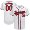 [Top-Selling] Custom Team Name White Strip Red-Navy Full Printed Baseball Jersey- Maria