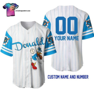 [Top-Selling] Personalized Donald Duck Playing Baseball Full Printing Baseball Jersey