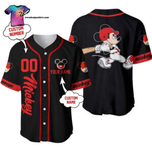 [Top-Selling] Personalized Mickey Mouse Playing Baseball Full Printing Baseball Jersey