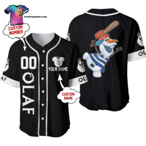 [Top-Selling] Personalized Olaf Frozen Playing Baseball Full Printing Baseball Jersey