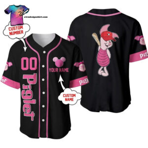 [Top-Selling] Personalized Piglet Winnie The Pooh Playing Baseball Full Printing Baseball Jersey