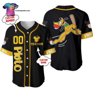 [Top-Selling] Personalized Pluto Dog Playing Baseball Full Printing Baseball Jersey