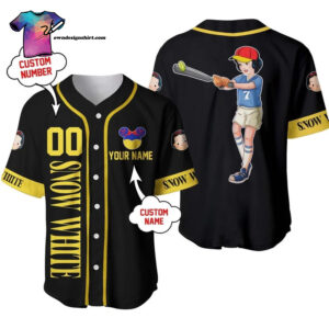 [Top-Selling] Personalized Snow White Princess Playing Baseball Full Printing Baseball Jersey