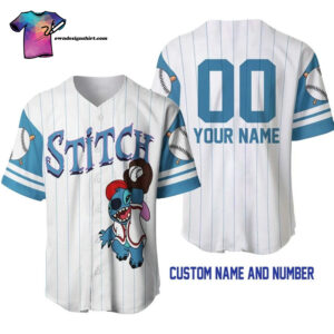 [Top-Selling] Personalized Stitch Disney Playing Baseball Full Printing Baseball Jersey