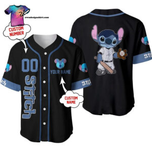 [Top-Selling] Personalized Stitch Playing Baseball Full Printing Baseball Jersey