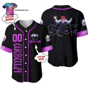 [Top-Selling] Personalized Villian Ursula The Little Mermaid Playing Baseball Full Printing Baseball Jersey