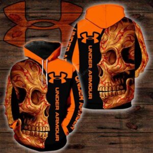 Under Armour Sugar Skull Orange Men and Women 3D Hoodie and Zip Hoodie Under Armour Sugar Skull 3D Shirt Under Armour 3D All Over Printed Shirt - 7344a1192c83