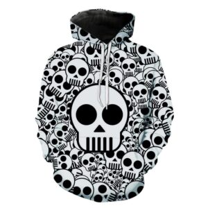Unisex Halloween 3D Hoodie For Men Women All Over 3D Printed Hoodies Black and White Skulls Printed Pullover Jacket Sweatshirt - dc4638072564