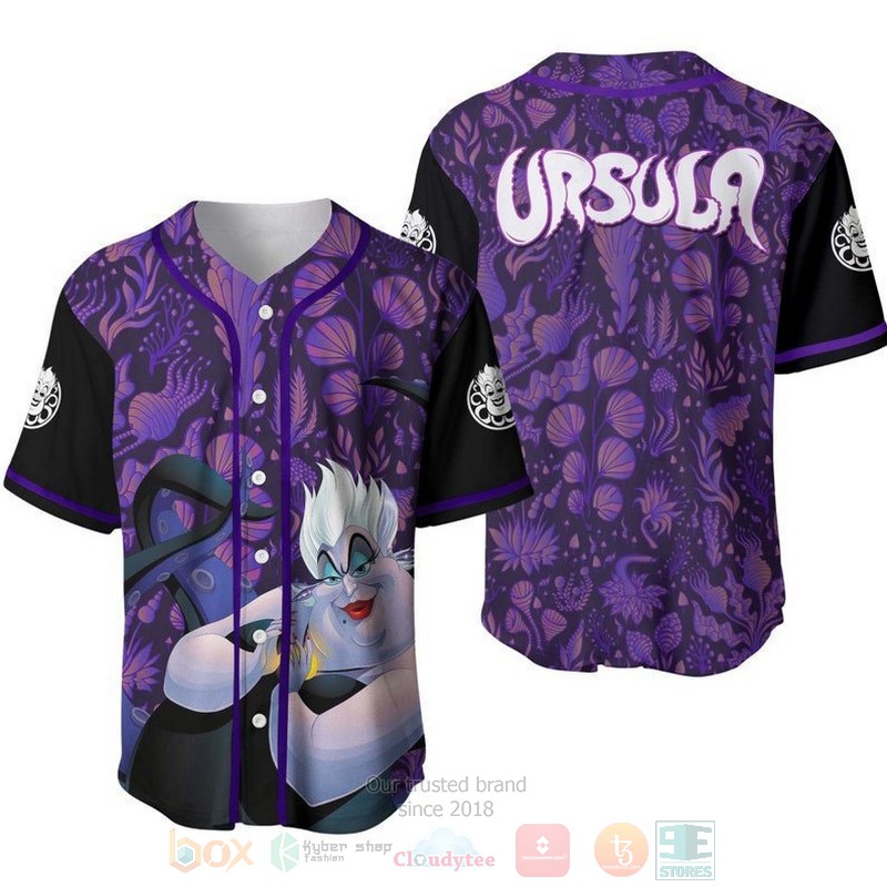 Ursula Pattern The Little Mermaid All Over Print Dark Purple Baseball Jersey Ursula Pattern The Little Mermaid All Over Print Dark Purple Baseball Jersey