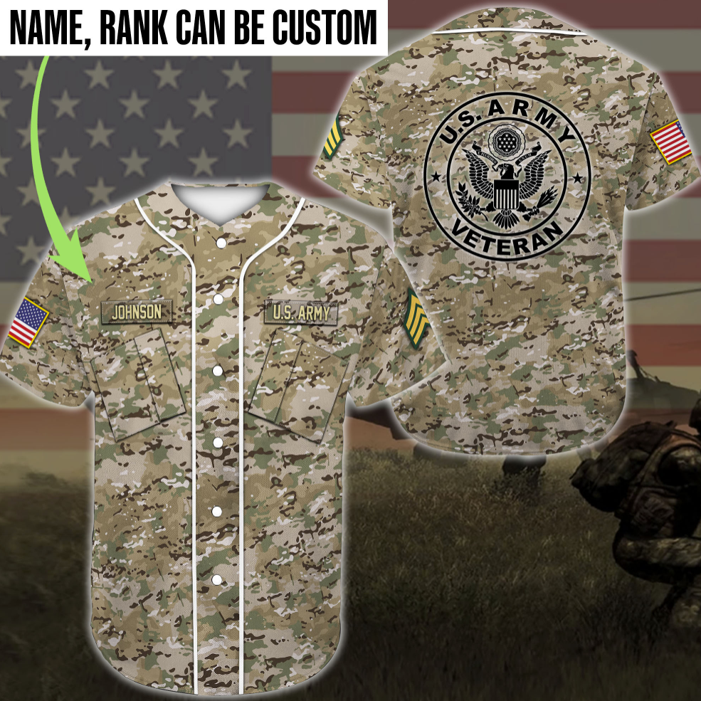 Us Army Veteran Camo Baseball Jersey Us Army Veteran Camo Baseball Jersey