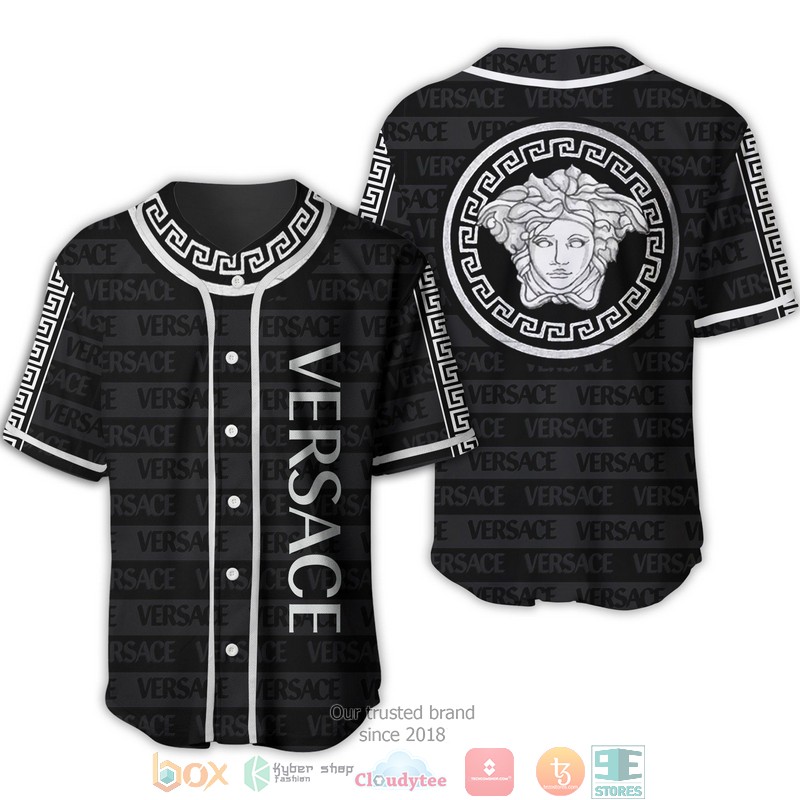 Versace Black Letter White Logo Baseball Jersey Versace Black Letter White Logo Baseball Jersey