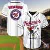 Washington Nationals Snoopy Custom Name Baseball Jersey