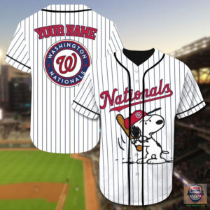 Washington Nationals Snoopy Custom Name Baseball Jersey