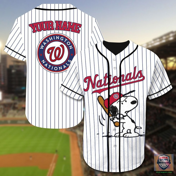 Washington Nationals Snoopy Custom Name Baseball Jersey Washington Nationals Snoopy Custom Name Baseball Jersey