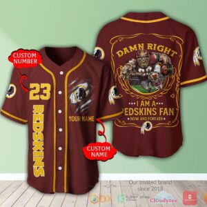 Washington Redskins Nfl 3D Personalized Baseball Jersey Shirt