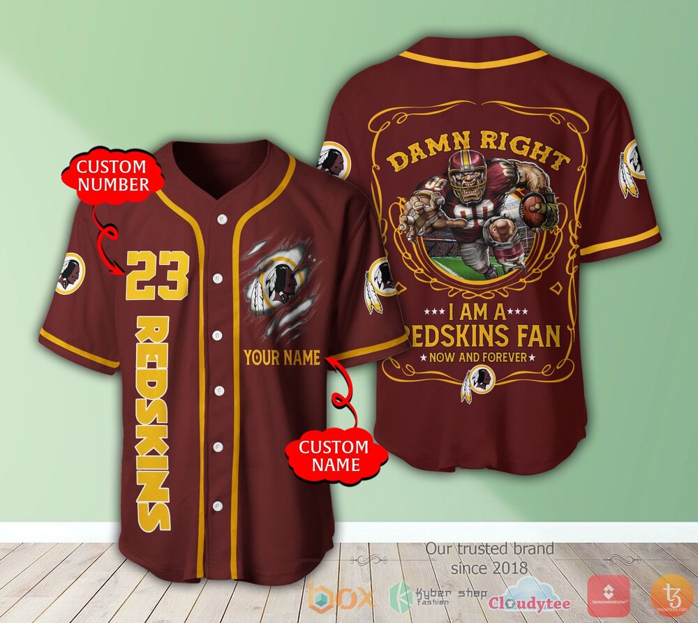 Washington Redskins Nfl 3D Personalized Baseball Jersey Shirt Washington Redskins Nfl 3D Personalized Baseball Jersey Shirt
