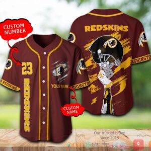 Washington Redskins Nfl Personalized Brown Baseball Jersey Shirt