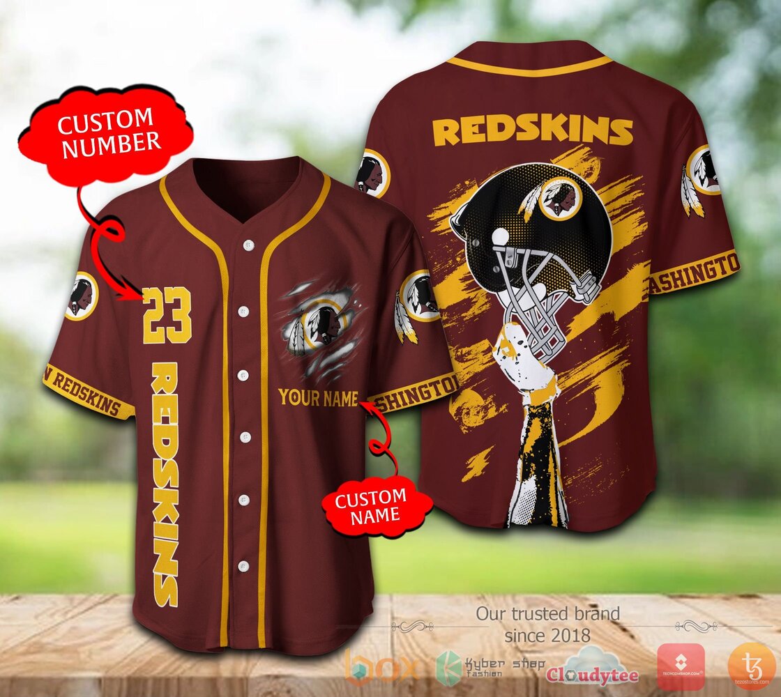 Washington Redskins Nfl Personalized Brown Baseball Jersey Shirt Washington Redskins Nfl Personalized Brown Baseball Jersey Shirt