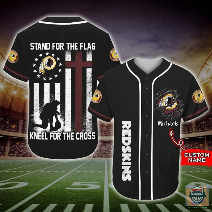Washington Redskins Stand For The Flag Kneel For The Cross Baseball Jersey Shirt Washington Redskins Stand For The Flag Kneel For The Cross Baseball Jersey Shirt